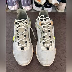 Nike Men's Athletic Shoes White Gray Neon Yellow Accents